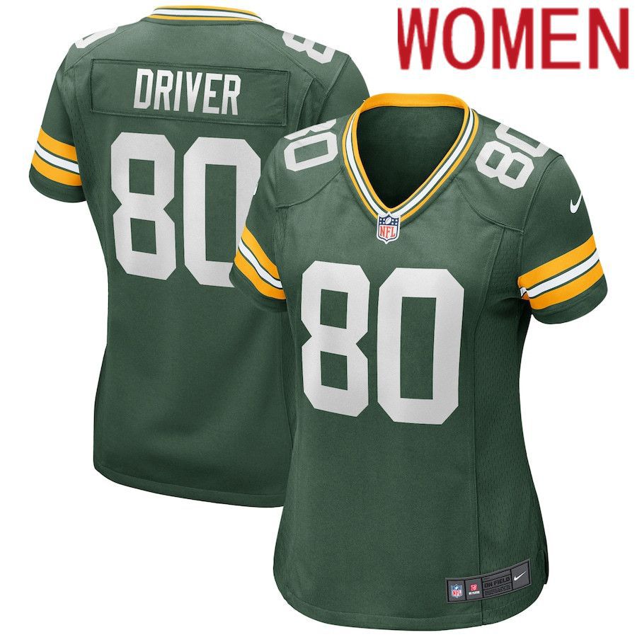Women Green Bay Packers 80 Donald Driver Nike Green Game Retired Player NFL Jersey